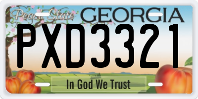 GA license plate PXD3321