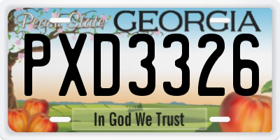 GA license plate PXD3326