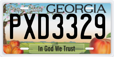 GA license plate PXD3329