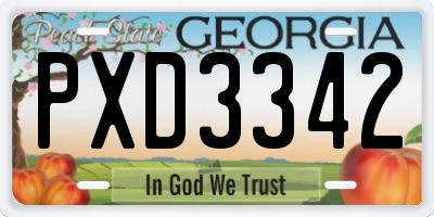 GA license plate PXD3342