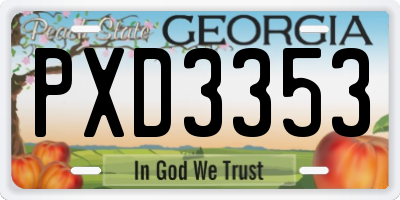 GA license plate PXD3353