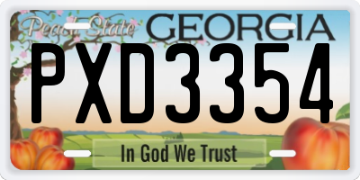 GA license plate PXD3354