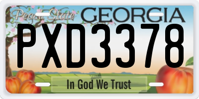 GA license plate PXD3378