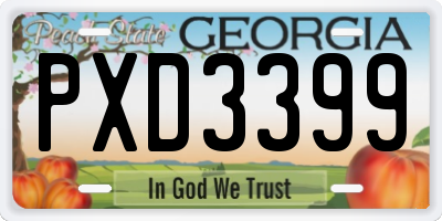 GA license plate PXD3399