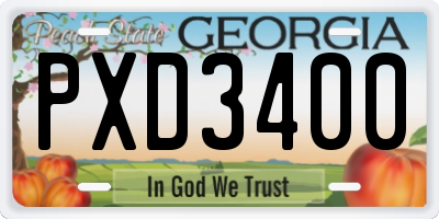 GA license plate PXD3400