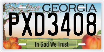 GA license plate PXD3408