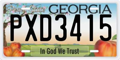 GA license plate PXD3415