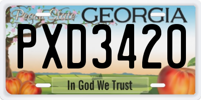 GA license plate PXD3420