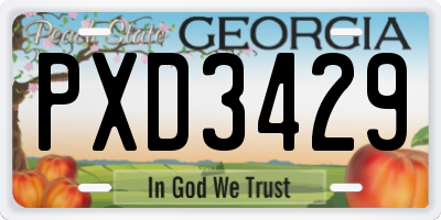 GA license plate PXD3429