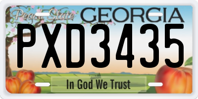 GA license plate PXD3435