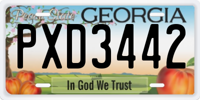 GA license plate PXD3442