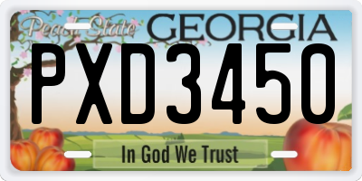 GA license plate PXD3450