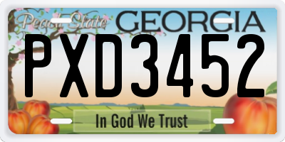 GA license plate PXD3452