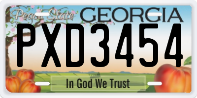 GA license plate PXD3454