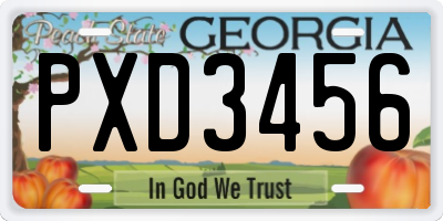GA license plate PXD3456