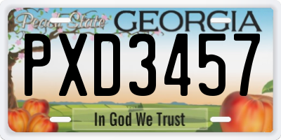 GA license plate PXD3457