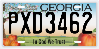 GA license plate PXD3462