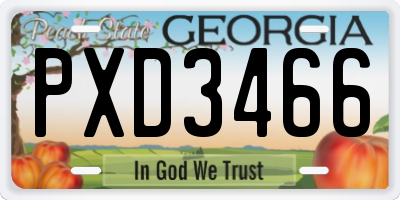 GA license plate PXD3466