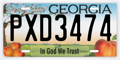 GA license plate PXD3474