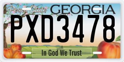 GA license plate PXD3478