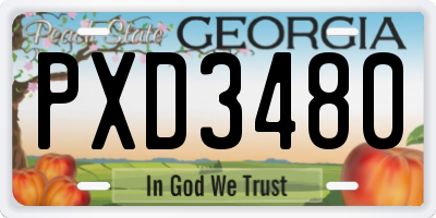 GA license plate PXD3480