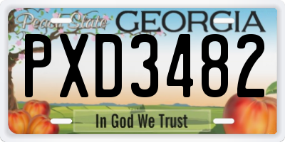 GA license plate PXD3482