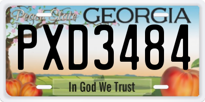 GA license plate PXD3484