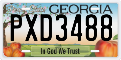 GA license plate PXD3488