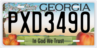 GA license plate PXD3490