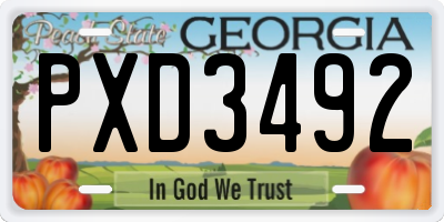 GA license plate PXD3492