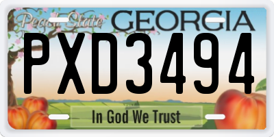 GA license plate PXD3494