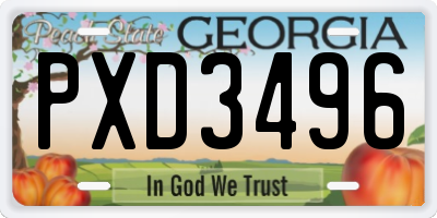 GA license plate PXD3496