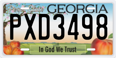 GA license plate PXD3498