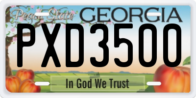 GA license plate PXD3500