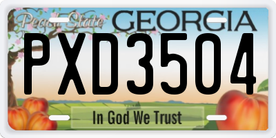GA license plate PXD3504