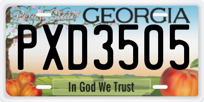 GA license plate PXD3505