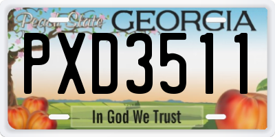 GA license plate PXD3511