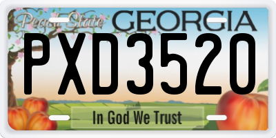GA license plate PXD3520