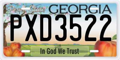 GA license plate PXD3522