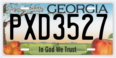 GA license plate PXD3527