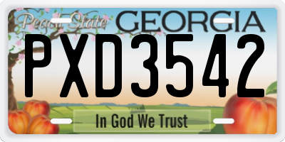 GA license plate PXD3542