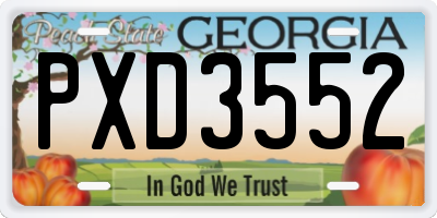 GA license plate PXD3552