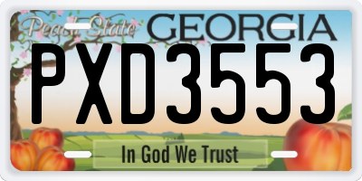 GA license plate PXD3553