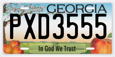 GA license plate PXD3555