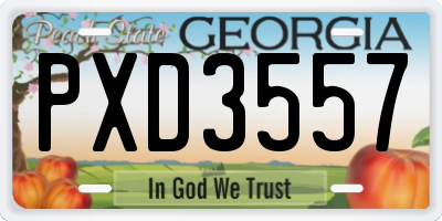 GA license plate PXD3557