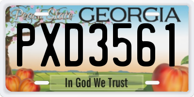 GA license plate PXD3561