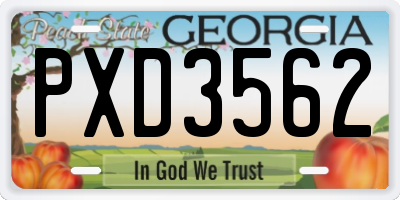 GA license plate PXD3562
