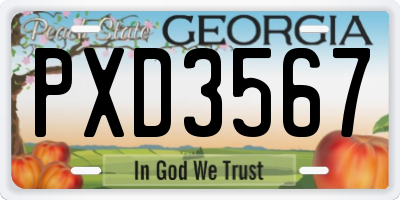 GA license plate PXD3567