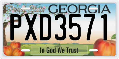 GA license plate PXD3571