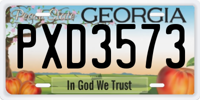 GA license plate PXD3573